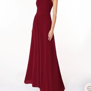 Burgundy one shoulder bridesmaid dress - Dallas style
